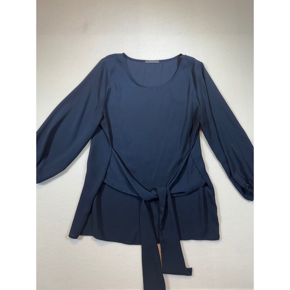 West Kei Tops - West Kei Women's Blue Long Sleeve Tie Front Blouse Top